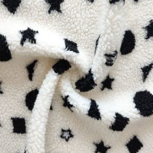 Black And White Sherpa Fleece Fabric Jacquard Yarn Dyed For Backoack Floor Mats