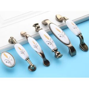 Cabinet Porcelain Handles And Knobs Zinc Dresser Handles 128mm Ceramic Furniture