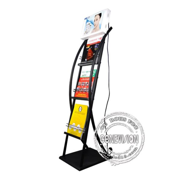 12.1inch Magazine Floorstanding Kiosk LCD Ad Player Metal Shelves