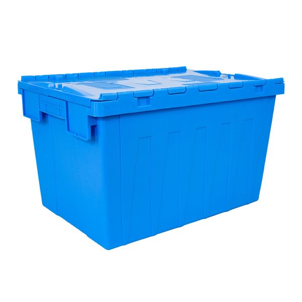 Buy Organized Storage Solution Plastic Tote Box with Hinged Lid and Nestable Design at wholesale prices