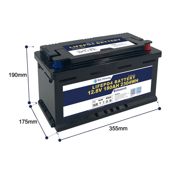 H8 DIN case RV Caravan LiFePO4 Battery 12V 180AH BT version