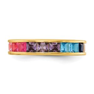 Colorful Cubic Zircon Eternity Wedding Ring Band for Women 925 Silver ECO