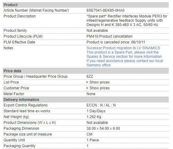 6SE7041-8EK85-0HA0 6SE7 041-8EK85-0HA0 Siemens Trigger Plate