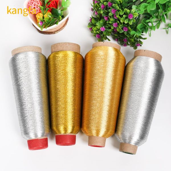 100% Polyester Metallic Embroidery Threads Pattern Dyed Silver Sewing Thread for