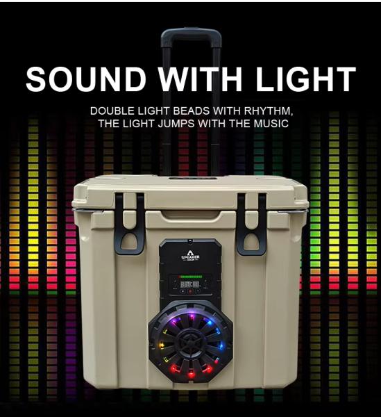 New Design 35L Outdoor Insulated PE&PU Portable Music Speaker Cooler With Logo
