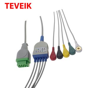 5 Leads AHA 11 Pin Snap Button GE Marquette ECG Cable