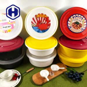 Thermoformed IML Fast Food Take Away Packaging Plastic Tray With Lid 1300ml Leak