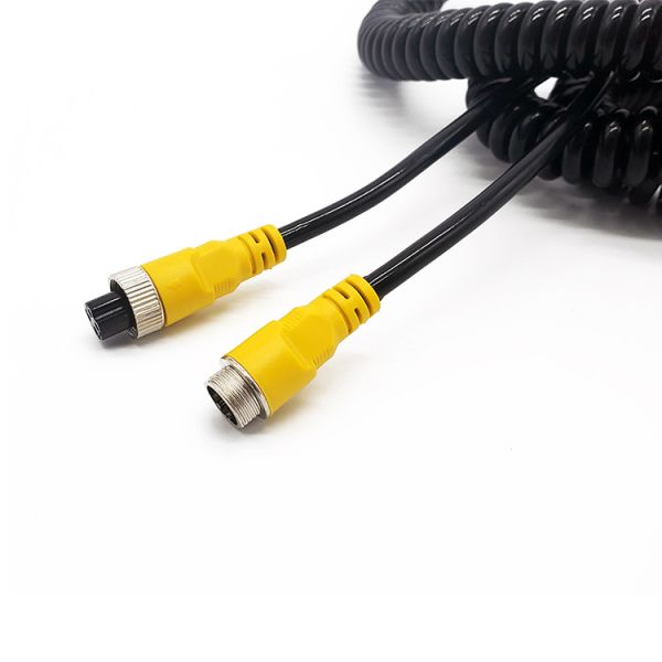 RoHS Car Camera Accessories 5m 4 Pin Aviation Cable Spring Extension Wire For Car Reversing Camera