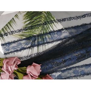 Navy Letter Crochet Lace Fabric