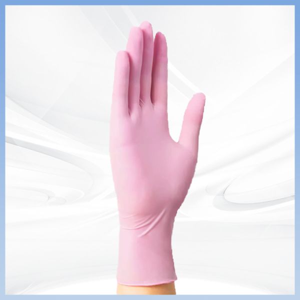 Buy Convenient 9 Inches Pink Synthetic Nitrile Gloves 100 Pcs/ Box at wholesale prices
