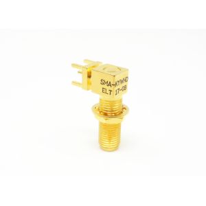 Right Angle Bulkhead Threaded PCB Panel Soldering Mount SMA RF Connector