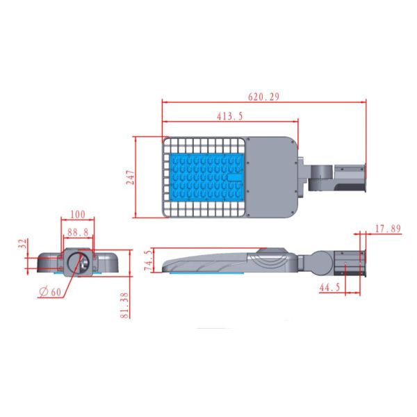Die-casting Aluminum Module LED Light Fixtures LED Street Light Fixtures 50W-200W Used In Highway, Main Road