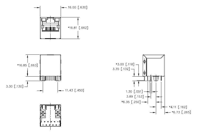 JD2-0010 Shielded Rj45 Jack / Straight Rj45 Pcb Jack 8P8C Connector For PC