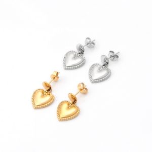 Stainless steel heart-shaped women's gold earrings with personalized peach heart