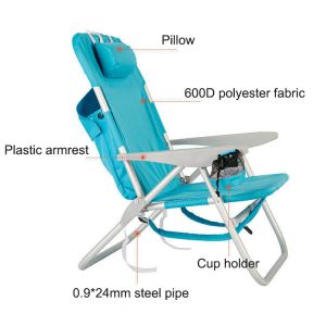 Aluminum Outdoor Folding Beach Chair with Storage Pouch and Traditional Design