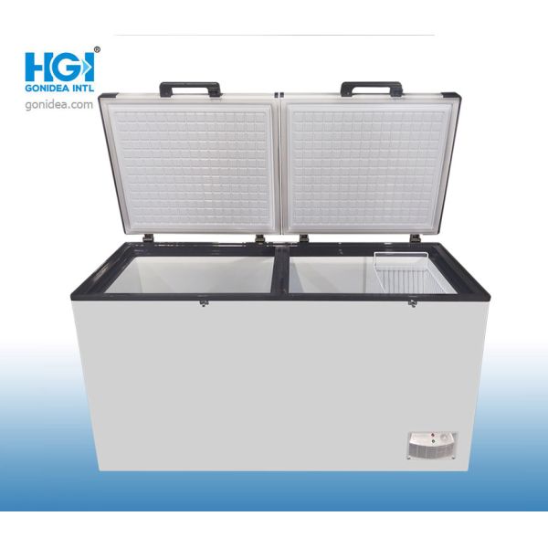 Commercial 486 Litre Deep Chest Freezer Double Door R134a Adjustable Temperature