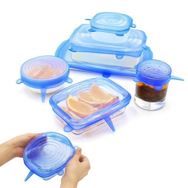 Buy Silicone Stretch Lids Reusable Durable and Flexible Expandable Seal Cover Set to Fit 6 Various Sizes Shape of Containers at wholesale prices