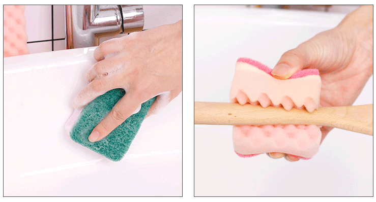 New Style Kitchen Cleaning Dish Scouring Flower Printed Sponge with Pads/sponge+non-woven