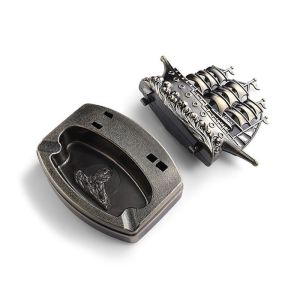 Sailboat Design 125*110*60mm Metal Pocket Ashtray Dust Proof