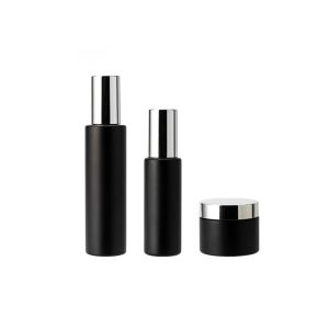 Round Matte Frosted 50ml Black Glass Cosmetic Bottles