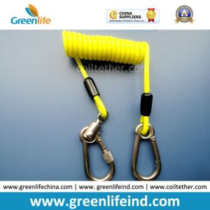 Carabiners Black Short Length Coiled Cable Tool Lanyard Tether