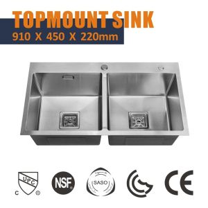 Quality Topmount 2 Bowl 91x45 Luxury Kitchen Sinks PVD NANO COLOR for sale