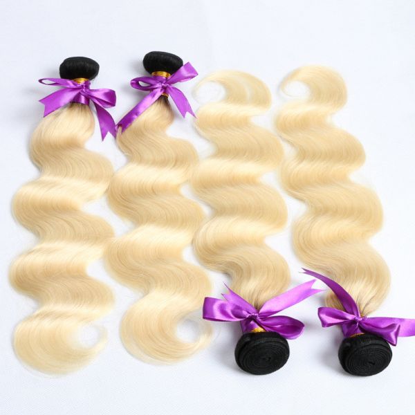 New arrival high quality 8A brazilian body wave human hair ombre black root to blonde hair weft