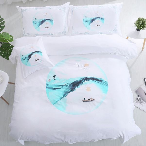 173 * 118 Fabric Density Pure Cotton White Chinese Bed Sheets and Quilt Covers