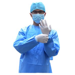 Quality Medical Protection 60gsm Fluid Resistant SMS Non Woven Isolation Gown for sale