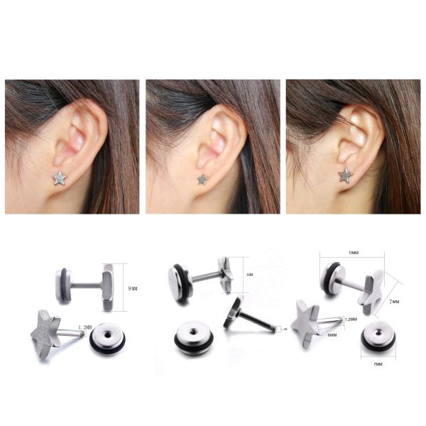 Custom made special earrings body jewelry shiny star stud earrings