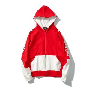 Retro hip hop mens contrast panel print sleeves hoodies streetwear