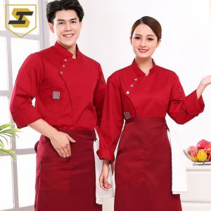 OEM Chef Work Apron Cotton Denim Material Anti Wrinkle