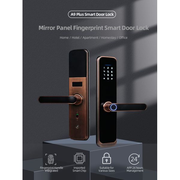 50mm Fingerprint Smart Door Locks Digital Password With Semiconductor Sensor