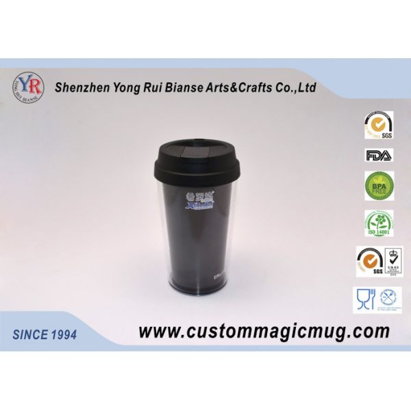 Buy Custom Black Double Wall Plastic Cup for Variety Children's Day Gift at wholesale prices