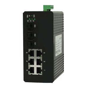 6 Port Managed Industrial Ethernet Switch with 3 1000Base-X SFP ports and 6 10