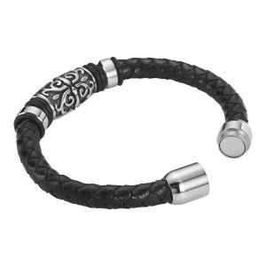 Wholesale custom fashion magnetic clasp handmade genuine mens leather bracelet