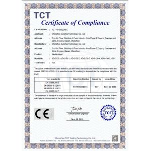 SHENZHEN SUNCHIP TECHNOLOGY CO., LTD Certifications