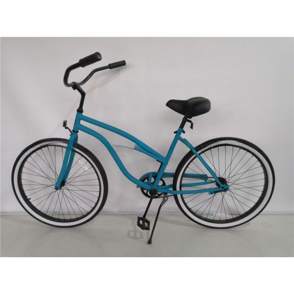 Step Through Design 26 Inch Beach Cruiser Bike with Coaster Foot Brake and White Color
