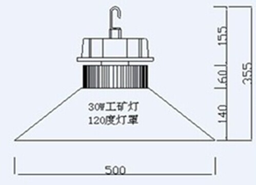 CE and RoHS high lumen COB industrial warehouse IP65 30w led high bay light