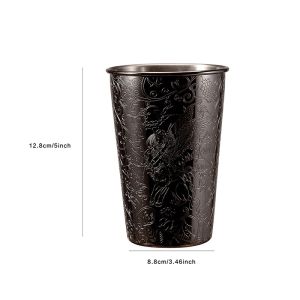 Etch Stainless Steel Cups Black Pint Tumbler Shatterproof Metal