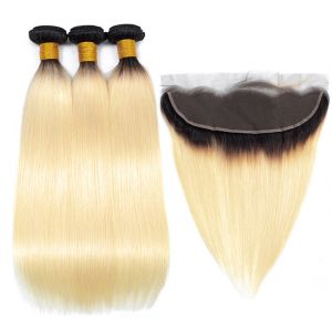 100 Virgin Brazilian Straight Hair Bundles With Lace Frontal 13 X 4