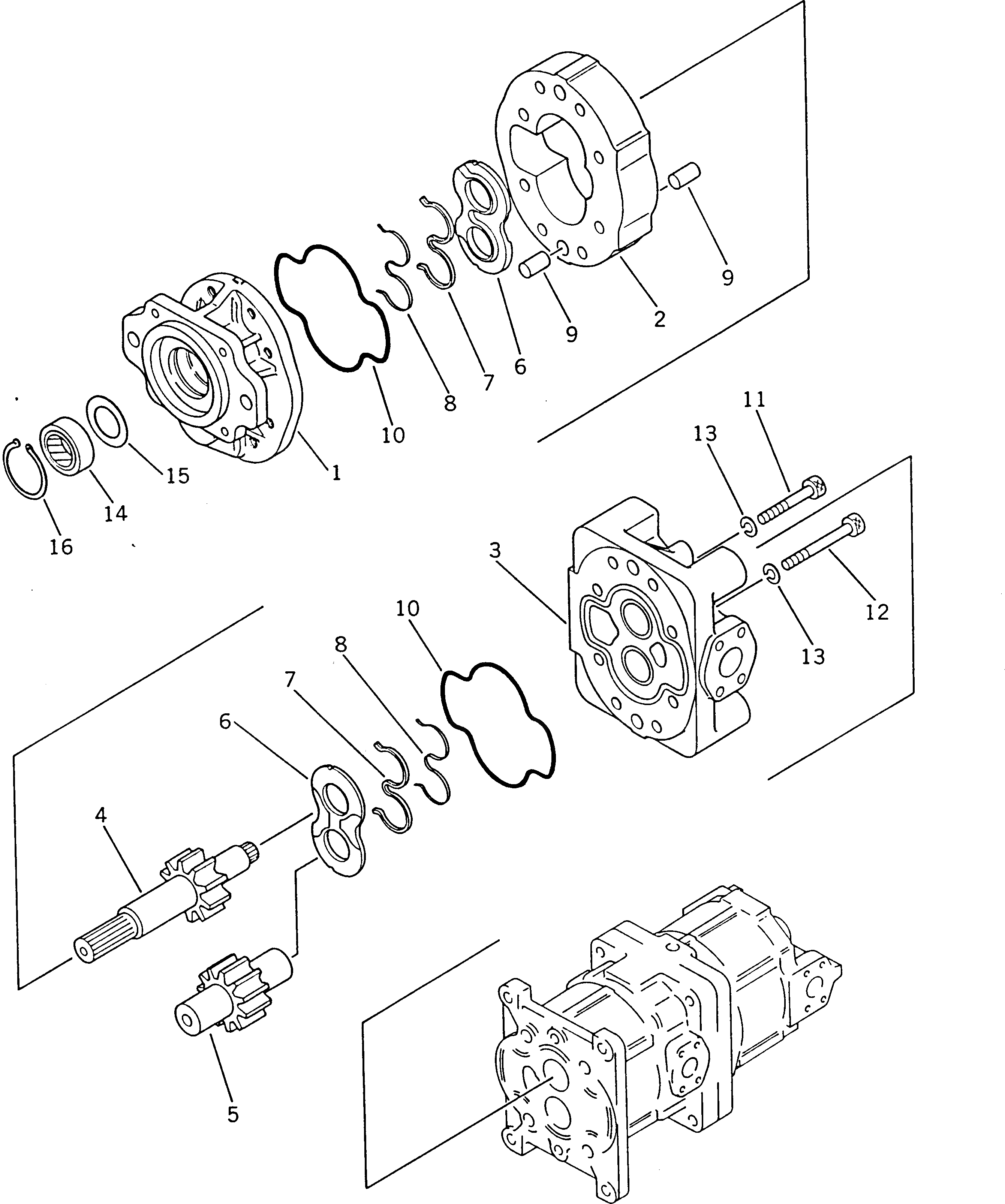 KOMATSU 705-58-46020 Parts HYDRAULIC PUMP ASS'Y,(SAR125+125+100)