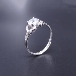 Rhinestone Silver Cubic Zirconia Rings / Pure 925 Sterling Silver Cross Ring