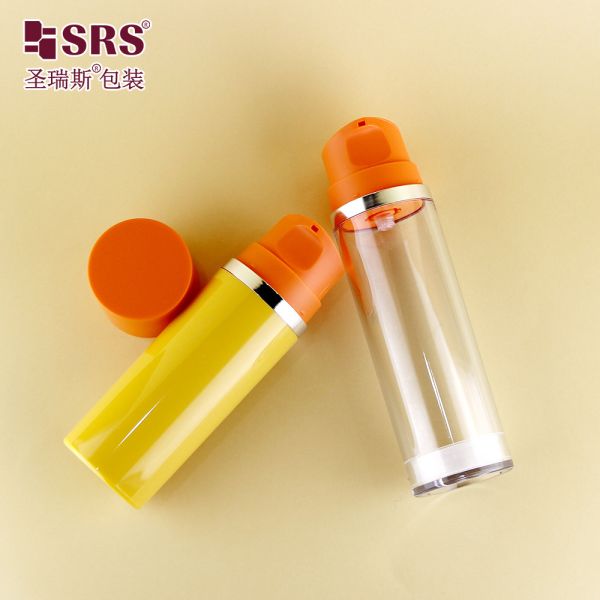 A0215 Snap On Style Plastic Round Facial Serum Bottle AS Vacuum Bottle Empty Skincare Gel Packaging Airless