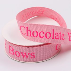 Embossed Hot Stamping Grosgrain Ribbon Logo For Chocolate