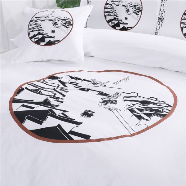 173 * 118 Fabric Density Pure Cotton White Chinese Bed Sheets and Quilt Covers