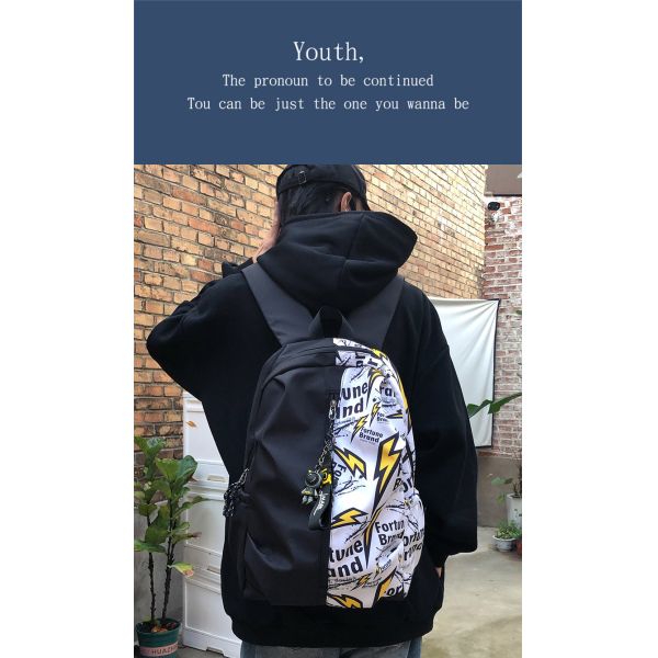 FASHION COLOR SPLICING NEW CASUAL BACKPACK JUNIOR HIGH SCHOOL STUDENT BAG MULTI