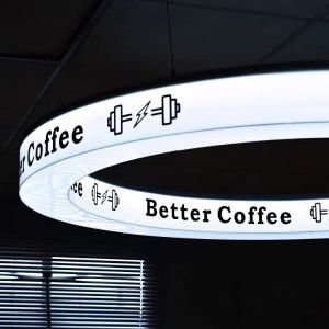 Quality Creative ring acrylic light box Bar Coffee Clothing store atmosphere sense signs circular ring billboard for sale