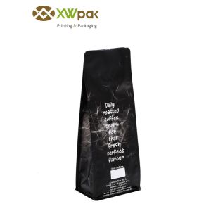 Customized Printed Flat Bottom Coffee Beans Packaging With Zipper