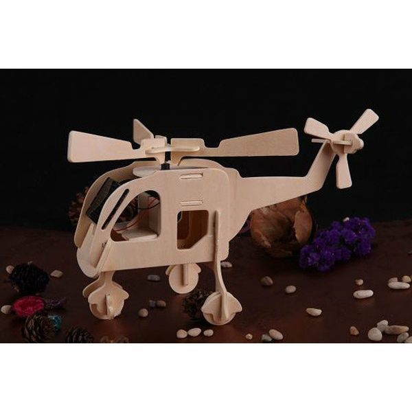 Children Solar Powered Helicopter 3D Puzzle Wooden Toys OEM/ODM